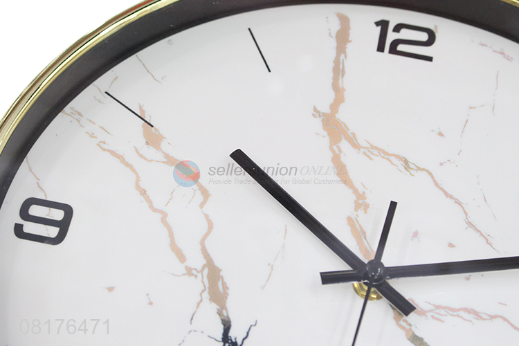 High quality round marbling quartz wall clock home decor wall clock