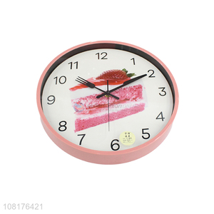 New arrival exquisite cake series round plastic wall clock for decor