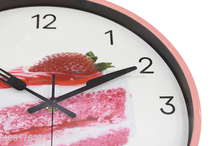 New arrival exquisite cake series round plastic wall clock for decor