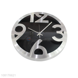 Hot selling battery operated round metal wall clocks for home decoration