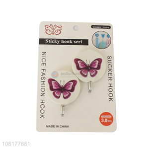 Yiwu market butterfly pattern 2pieces sticky hooks for household