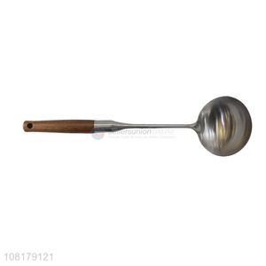 Wholesale stainless steel soup spoon with wooden handle