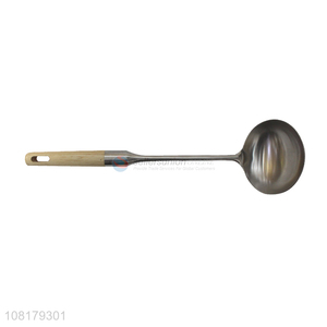 China supplier wooden handle stainless steel soup spoon