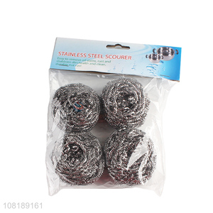 Wholesale 4 Pieces Kitchen <em>Scouring</em> <em>Ball</em> Steel Wire <em>Ball</em> Set
