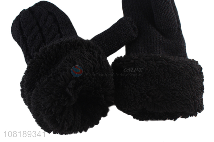 China wholesale windproof plush warm gloves for winter