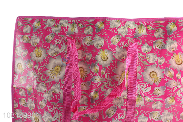 Factory price colourful large woven bag shopping bag with zipper