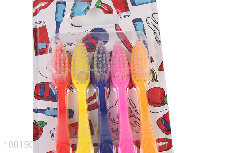 Custom 5 Pieces Soft Nylon Toothbrush Set For Adult