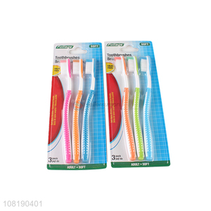 Factory Price 3 Pieces Soft Nylon Toothbrush For Adults