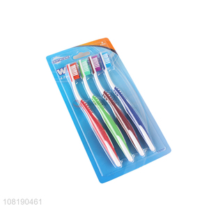 Wholesale 4 Pieces Nylon Toothbrush With Non-Slip Handle