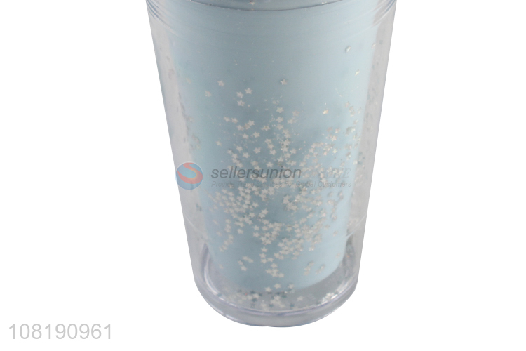 Factory price double walled tumbler with straw and lid plastic dinking cup