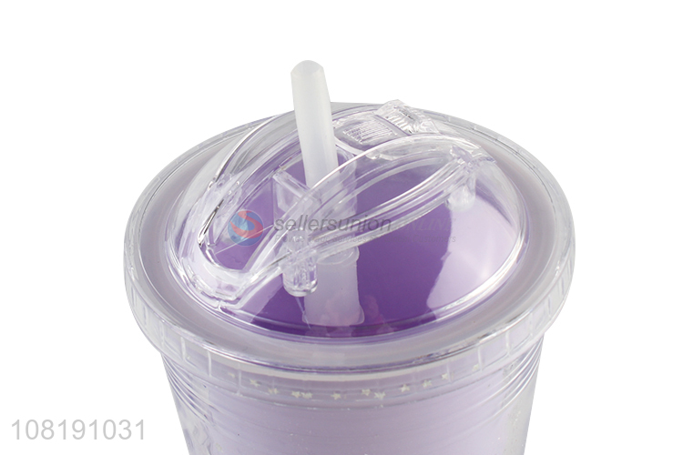 New arrival summer cooling water mug plastic coffee cup with lid and straw
