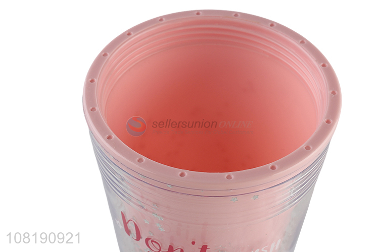 Factory supply double walled reusable leakproof water cup with straw and lid
