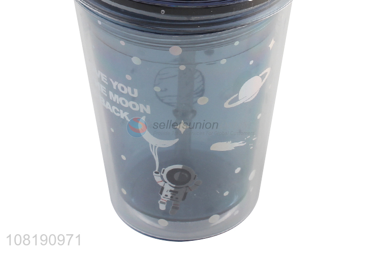 China supplier leakproof double wall plastic coffee tumbler with lid and straw