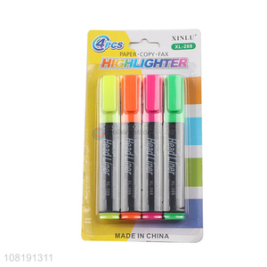 Wholesale stationery 4 pieces highlighter pens fluorescent markers