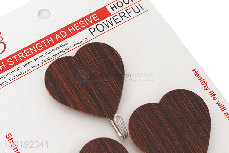 Popular 3 Pieces Heart Shape Sticky Hooks Self Adhesive Hook