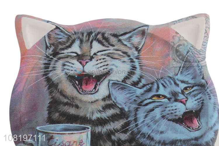 Wholesale creative cat head ceramic stone coasters for tabletop decor