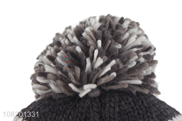 New Style Soft Knitted Beanie Hat With Pom Pom For Adults