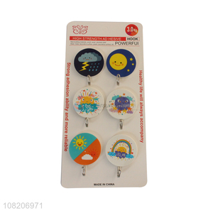 China wholesale round self adhesive plastic sticky hooks