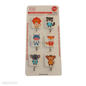 Top selling cartoon pattern plastic sticky hooks for hanging