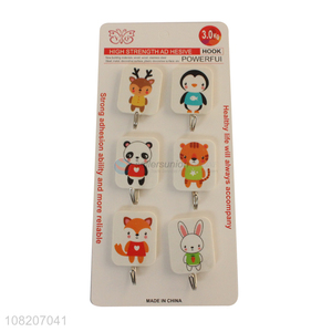 Cute design 6pieces fashion wall mounted sticky hooks