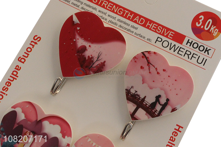 Fashion style heart shape 6pieces wall sticky hooks