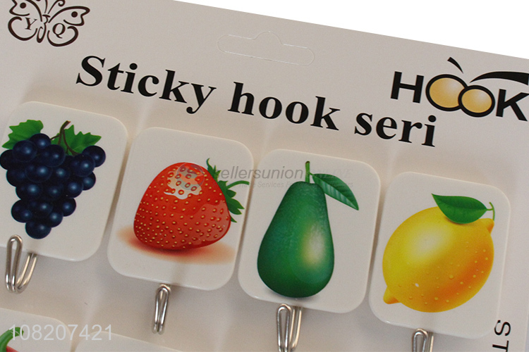 Most popular 8pieces fruit pattern household sticky hooks