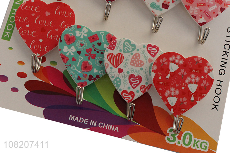 New design heart shape colourful sticky hooks for hanger