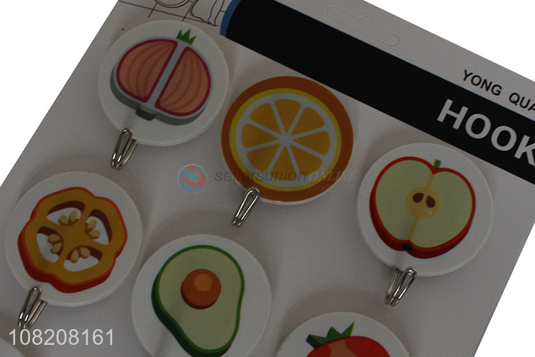 New style round fruit pattern household sticky hooks