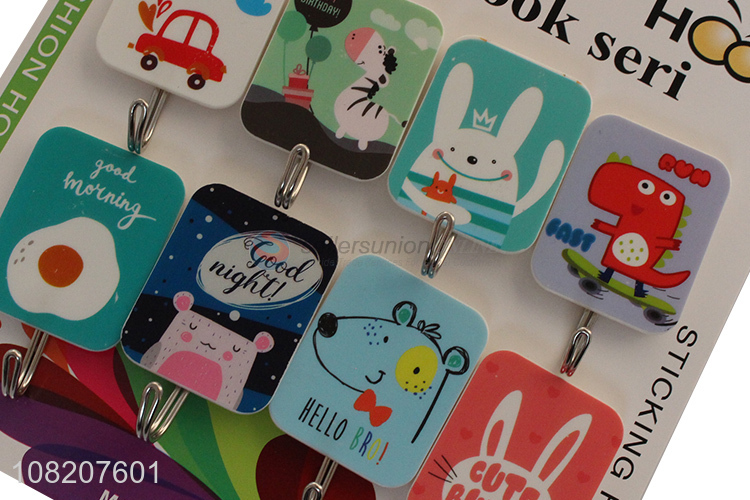 New products cartoon pattern plastic sticky hooks wall hooks