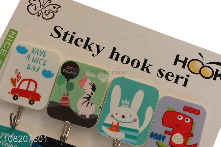 New products cartoon pattern plastic sticky hooks wall hooks