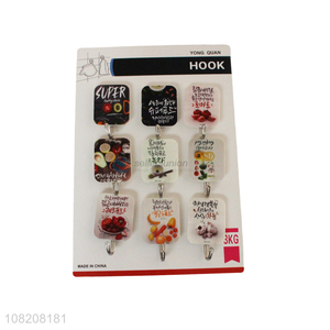 Factory wholesale 9pieces wall mounted sticky hooks for kitchen