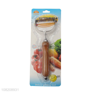 Wholesale stainless steel fruit peeler with wodden handle