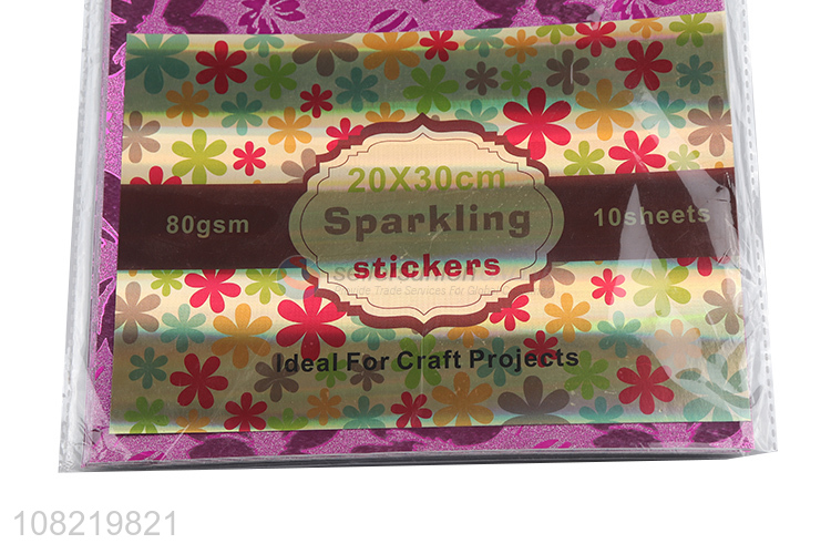 Online wholesale flower printed sparkling packaging paper