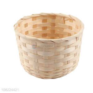 Hot selling round natural woven bamboo storage basket for kitchen bathroom