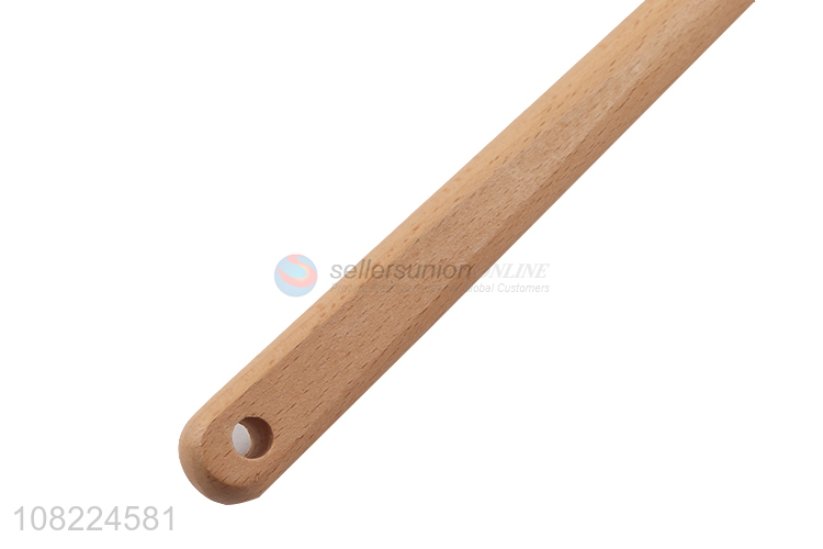 Wholesale wooden handle food grade silcone soup ladle for serving