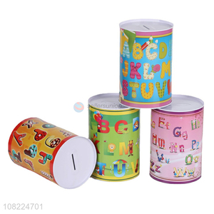 Fashion Printing Tinplate Saving Pot Cylinder Money Box