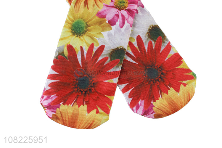 Good price breathable cosy flower printed socks for women girls