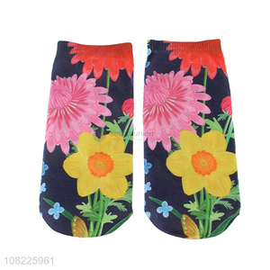 Best selling 3D printing ankle socks exquisite floral print socks