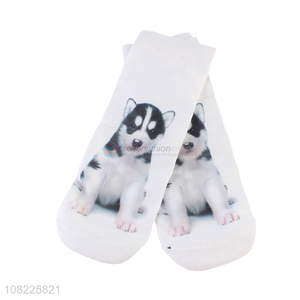 Best selling summer cotton socks 3D dog printed ankle socks