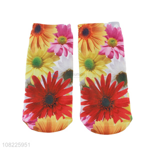 Good price breathable cosy flower printed socks for women girls