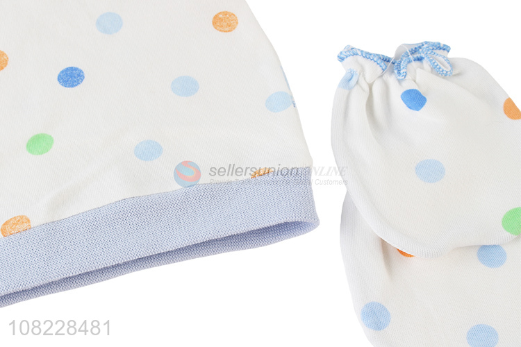 Wholesale baby beanie mittens foot covers set cotton infant supplies