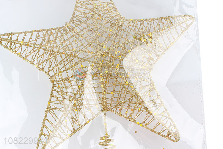 Factory supply Christmas decorations gold iron wire tree topper star