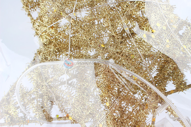 Hot selling golden glittered Christmas tree topper star with light