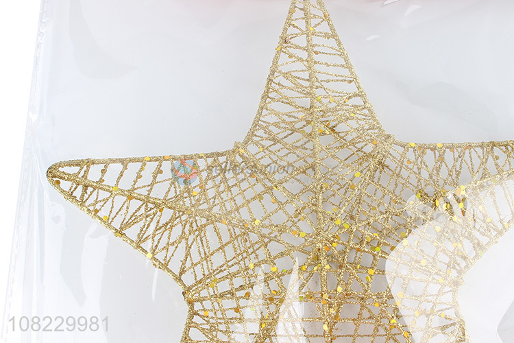 Factory supply Christmas decorations gold iron wire tree topper star