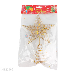Wholesale gold Christmas tree topper star Xmas tree decorations