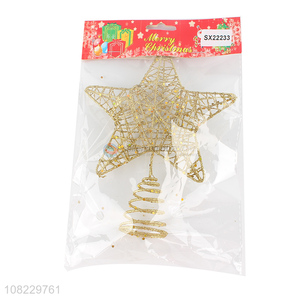 Good quality gold glitter wire star tree topper Xmas ornaments