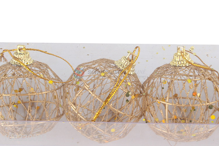 Online wholesale exquisite Xmas decoration metal wire hanging balls