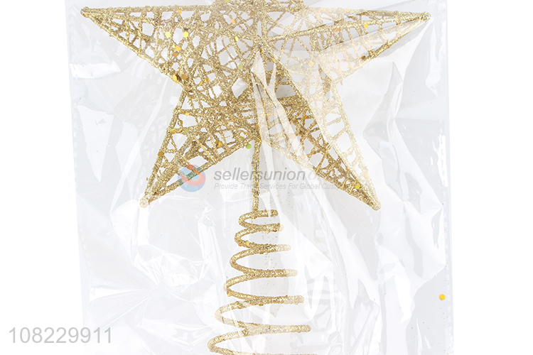 China supplier iron art glitter star tree topper Christmas ornaments