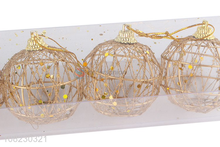 Online wholesale exquisite Xmas decoration metal wire hanging balls