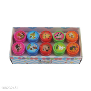 New design cute round animal pattern stamper toys for children